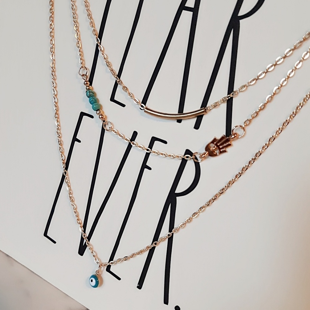 *NEW Arrival Evil eye 3 layer turquoise necklace